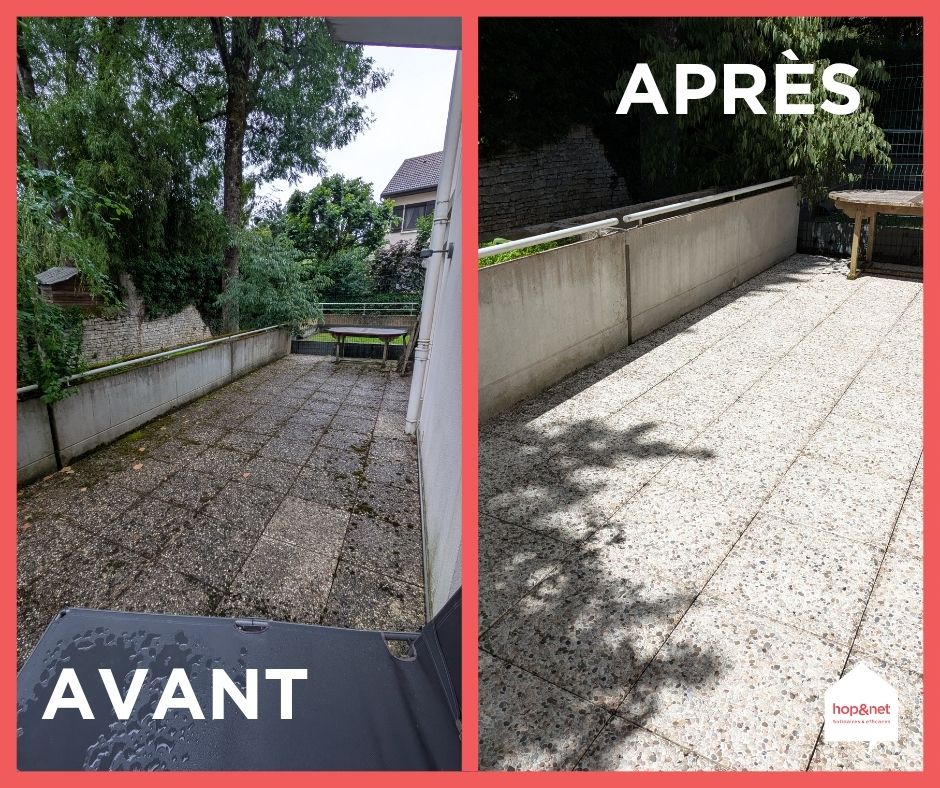 Nettoyage à haute-pression d'une terrasse de 35m² à Besançon.